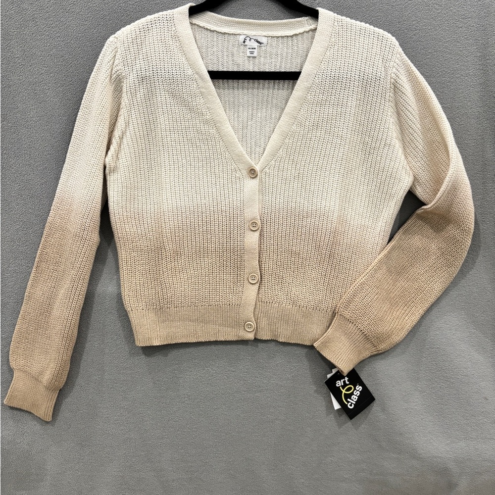 Art Class Women's Beige and Cream Ombre Crop Cardigan